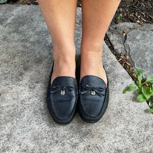 Michael Kors Black Leather Slide  Loafer Mules Shoes, Size 7